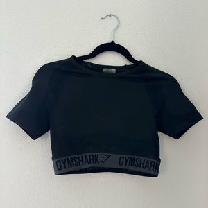 Gymshark black crop top athletic shirt